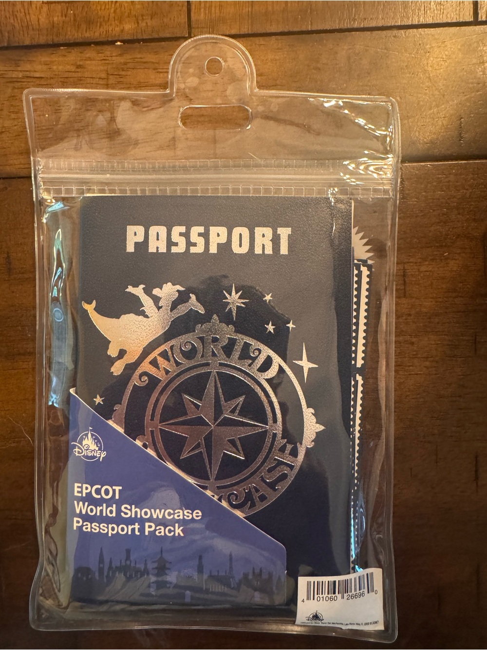 Disney Navy Blue Passport Cover with Metallic Silver World Compass